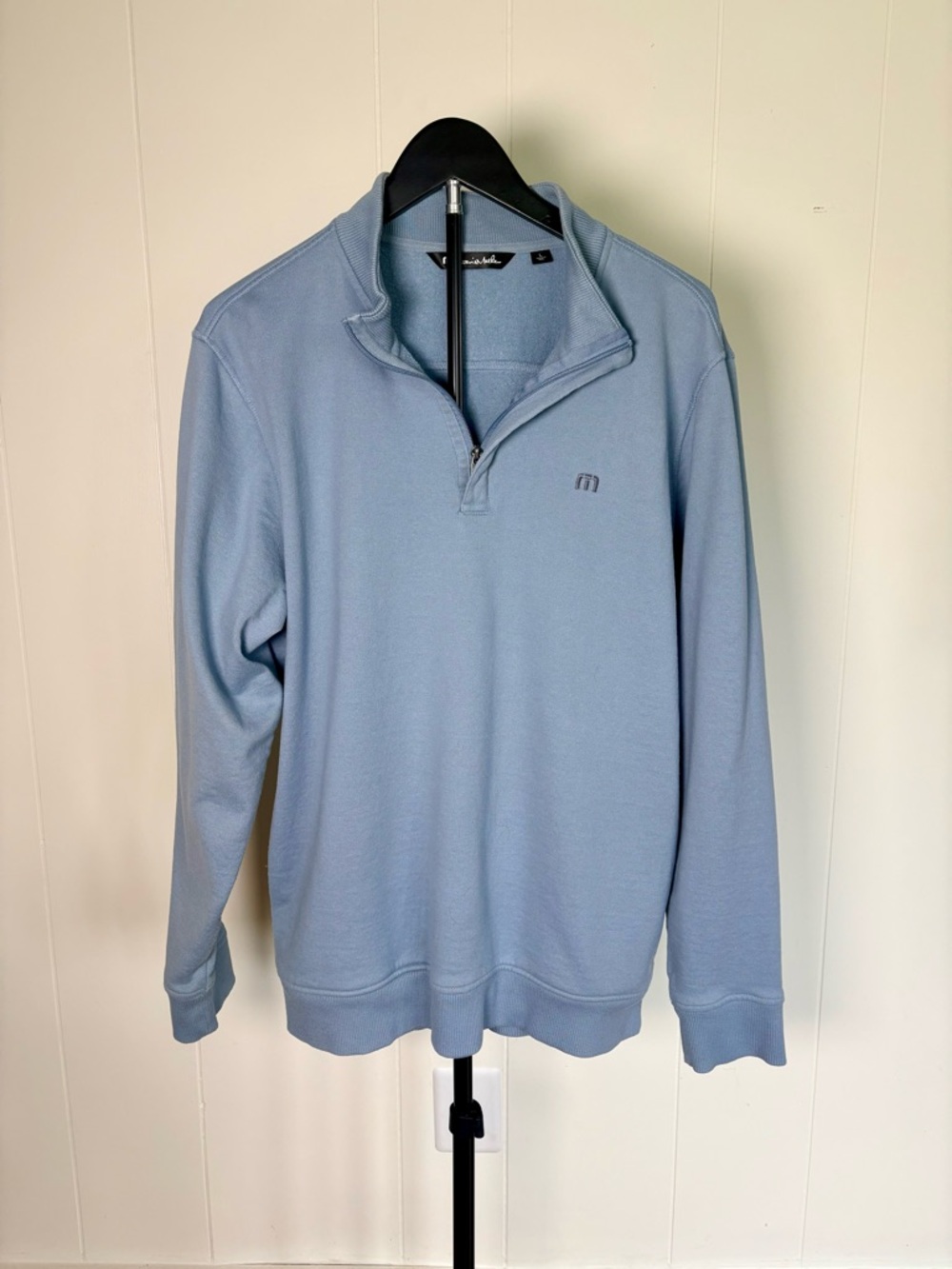 TravisMathew Men's Long-Sleeve Quarter-Zip Pullover Light Blue Size L